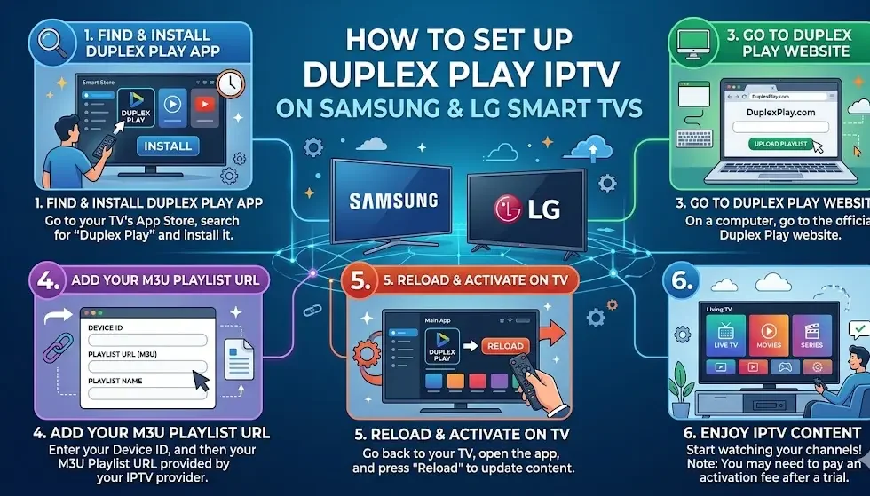 How to Set Up DUPLEX Play IPTV on Samsung and LG Smart TVs