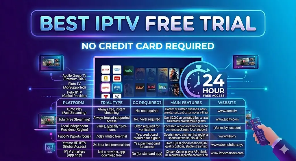 Best IPTV Free Trial No Credit Card