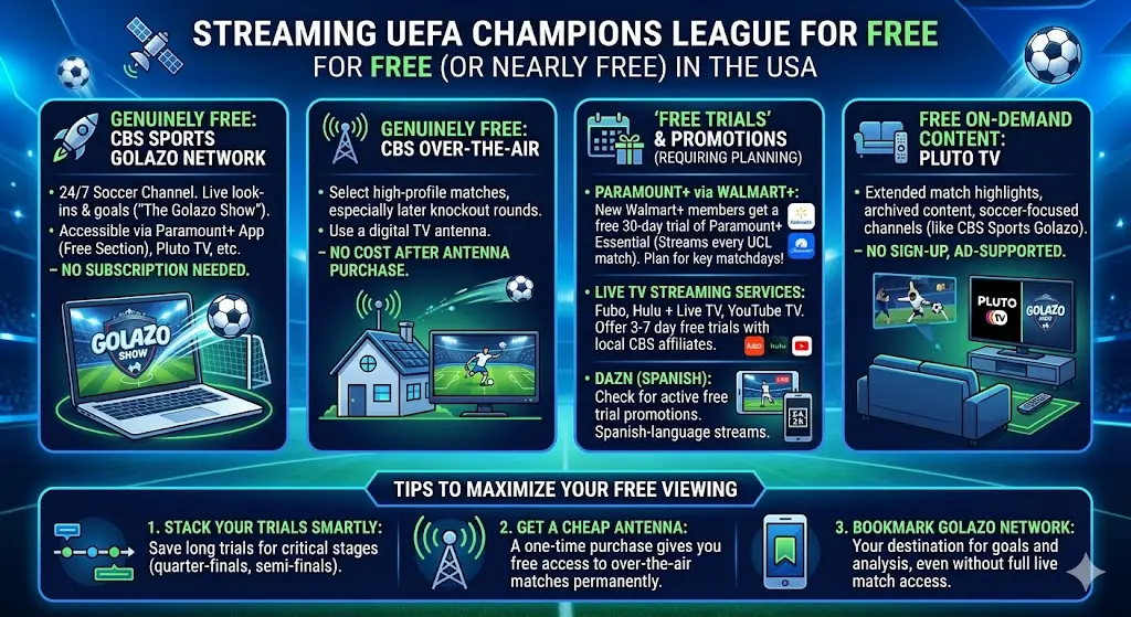 where to watch Champions League USA free online